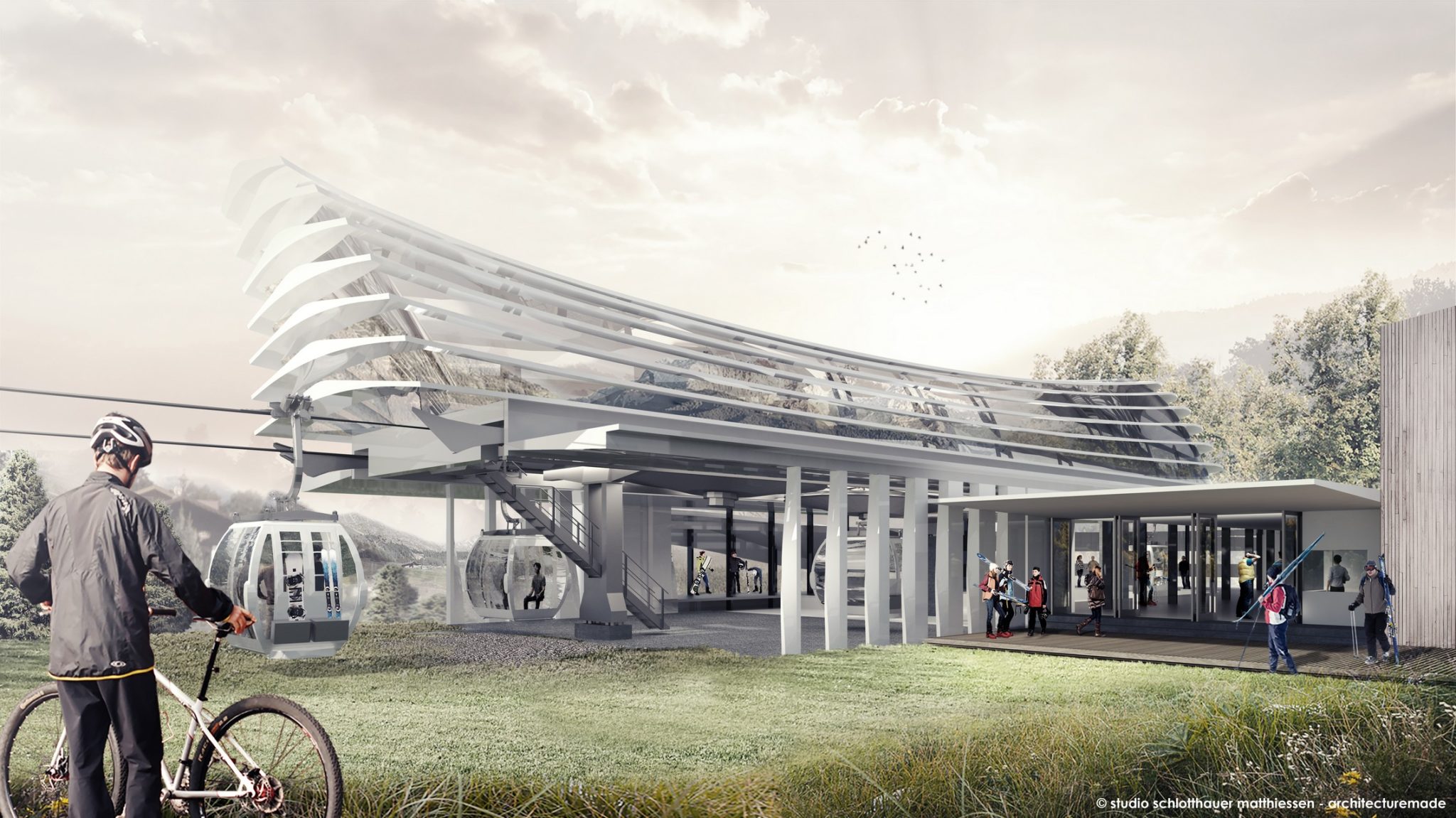 Olang 1 + 2: La nuova stazione. rendering © schlotthauer matthiessen architecturemade